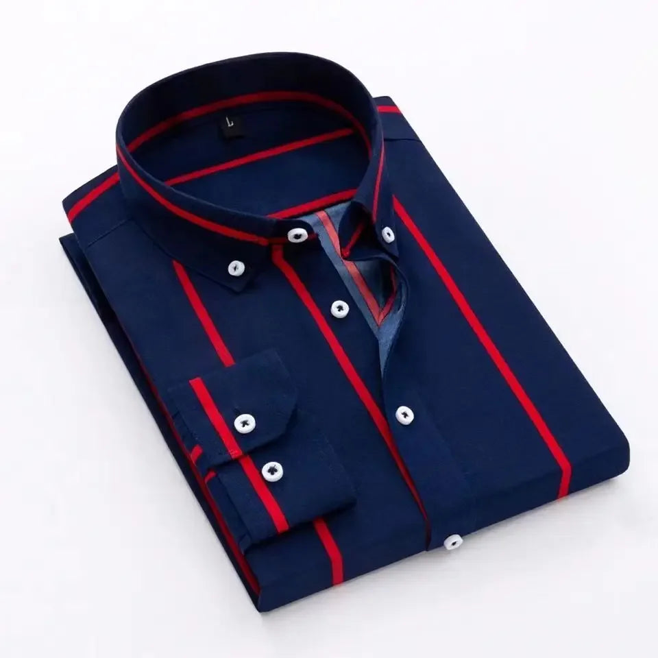 Men's Striped Long Sleeve Print Dress Shirts