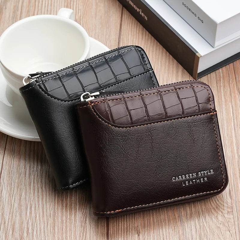 Men’s Leather Wallet Luxury Purse Zipper Card Holders