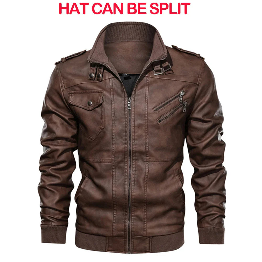 KB New Men's Leather Jackets Autumn Casual Motorcycle PU Jacket