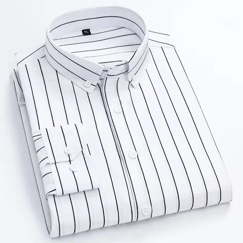 Men's Striped Long Sleeve Print Dress Shirts