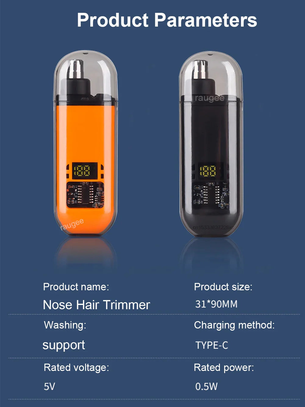 Men's Professional USB Rechargeable Painless Portable Electric Eyebrow Ear Nose Hair Clipper Machine