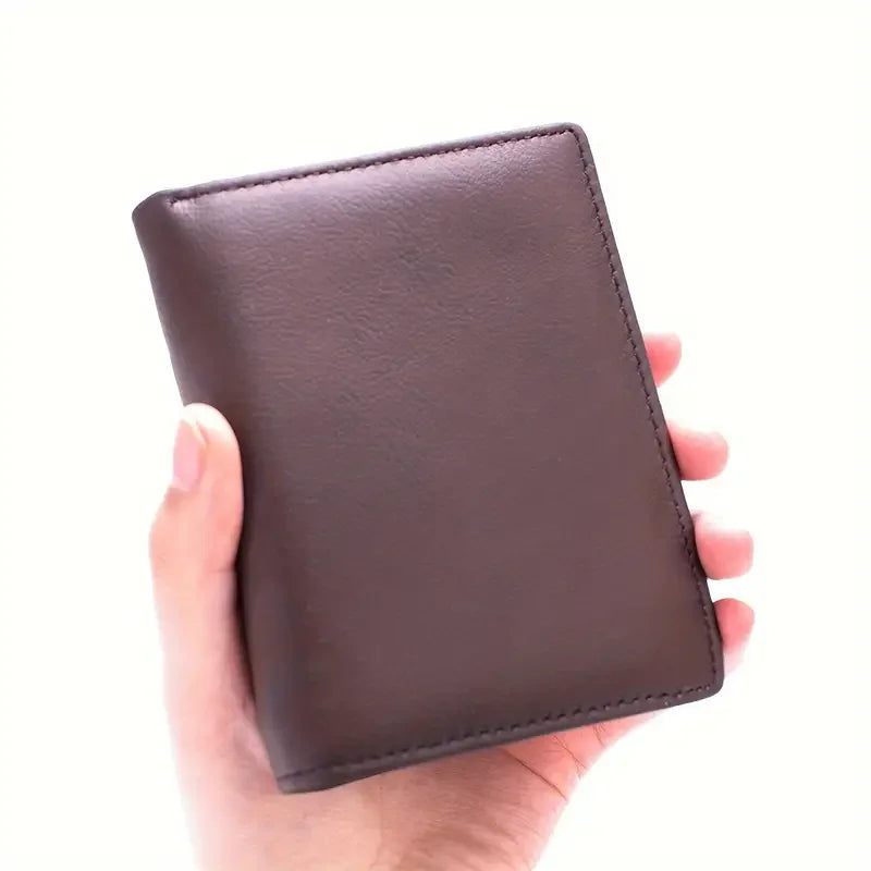Men's Genuine Leather Wallets Coin Purse Vintage Vertical Short