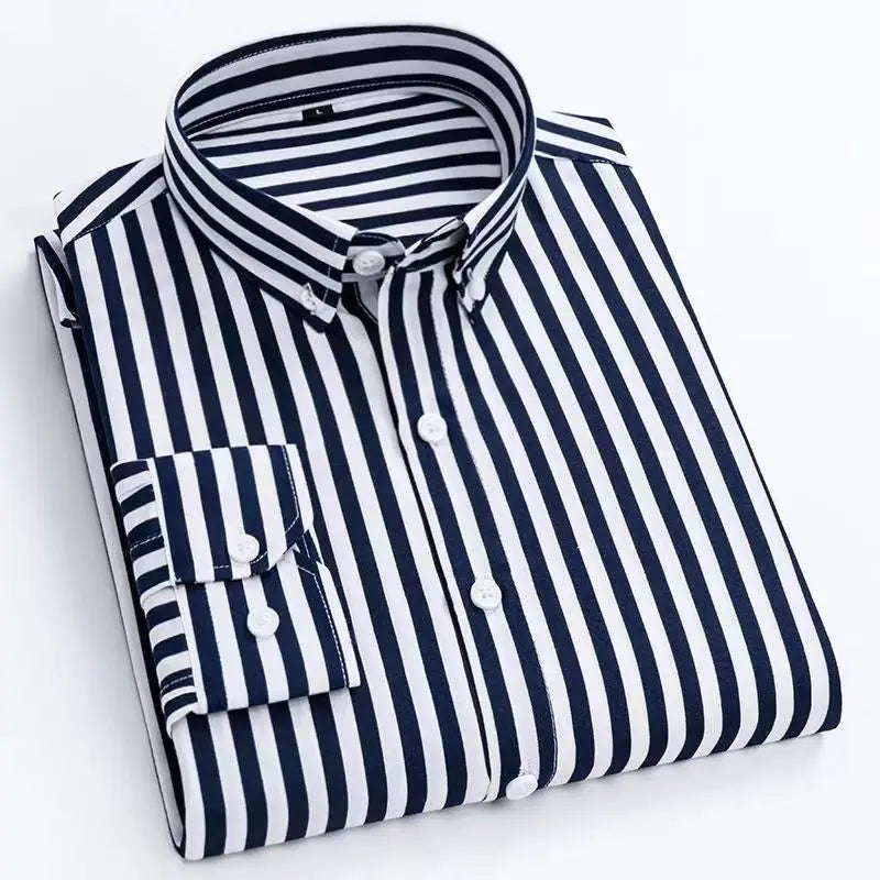 Thin Long Sleeve Printed Men's Korean Slim Fit Plaid Shirt