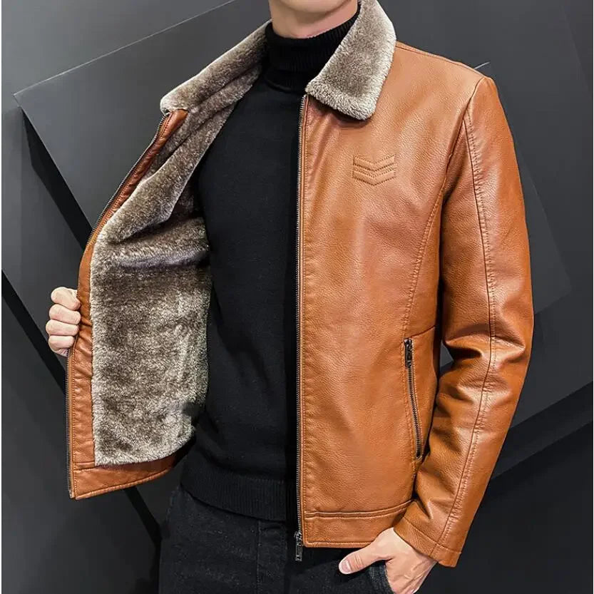 Winter Fashion Warmth Thickened Leather Jacket
