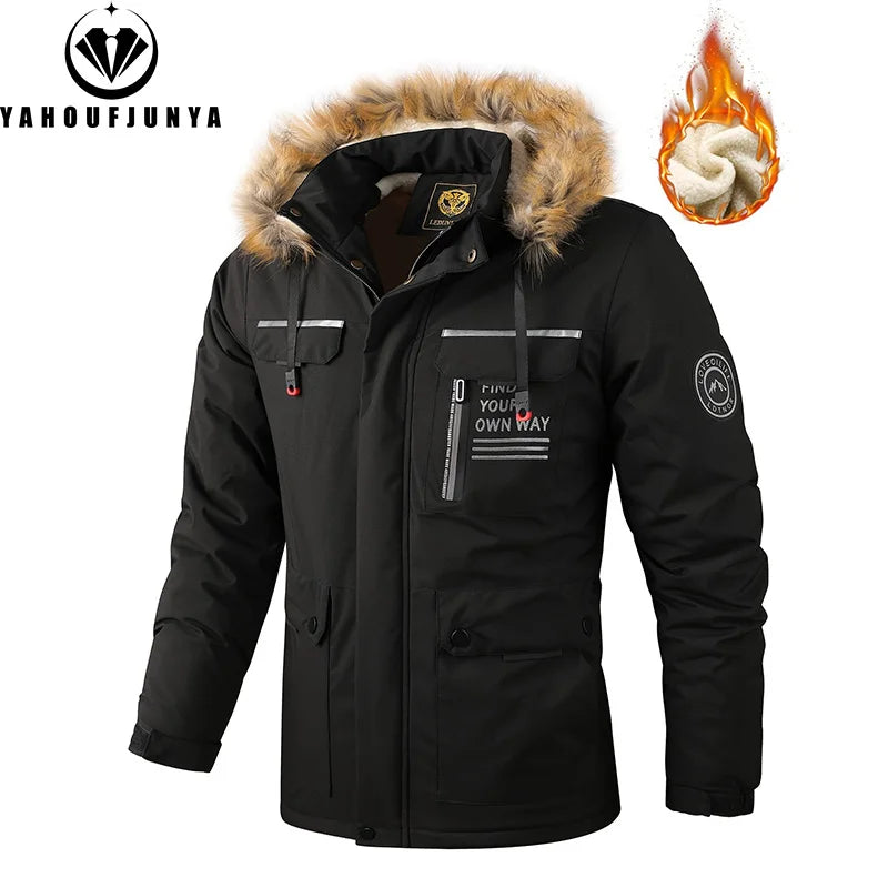 New Winter Men Outwear Fleece Warm Removable Hooded Hiking Jacket