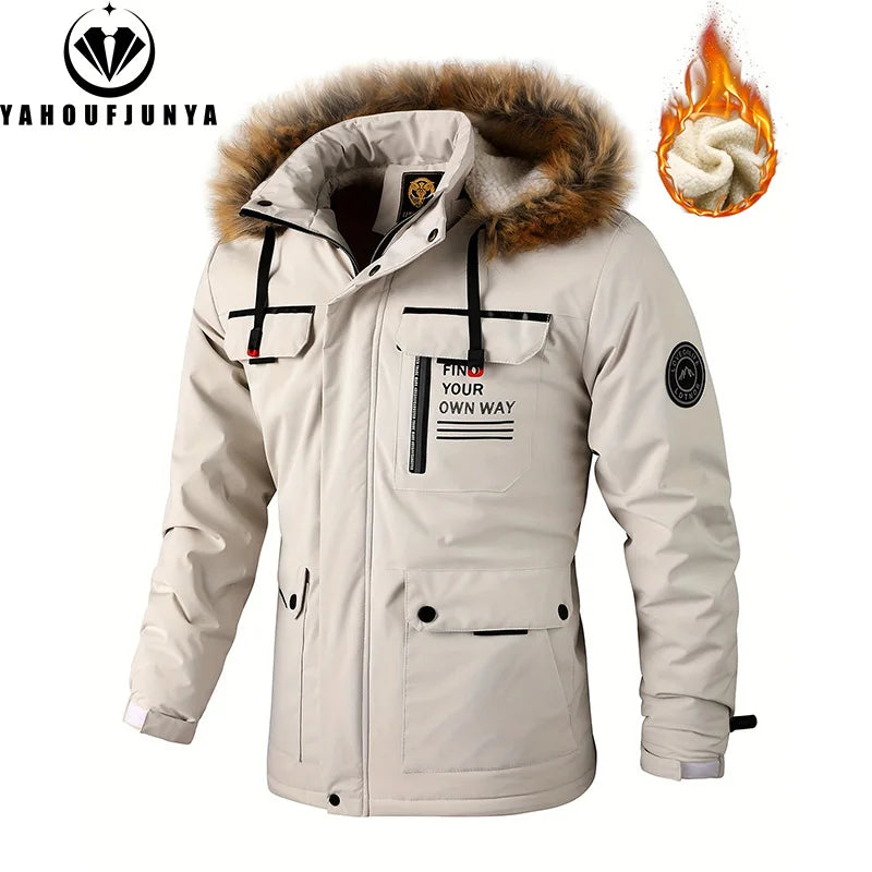 New Winter Men Outwear Fleece Warm Removable Hooded Hiking Jacket