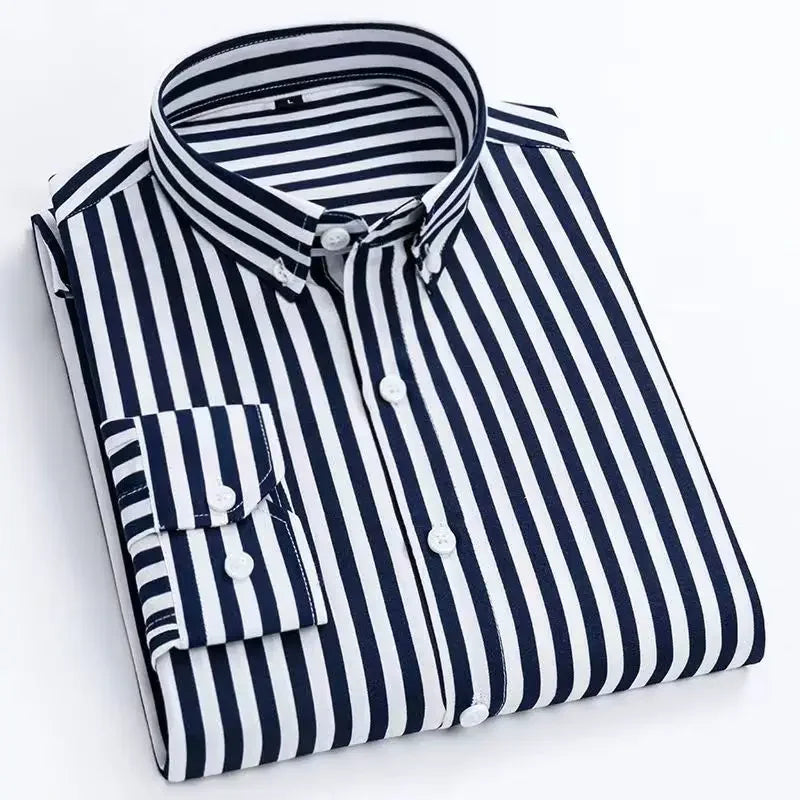 Men's Striped Long Sleeve Print Dress Shirts