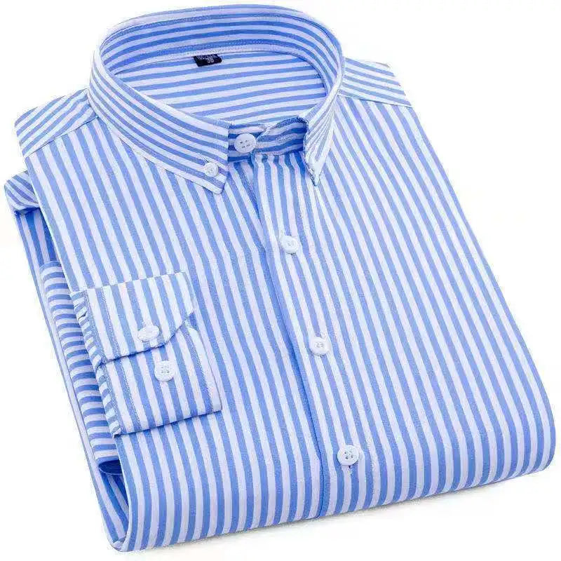 Thin Long Sleeve Printed Men's Korean Slim Fit Plaid Shirt