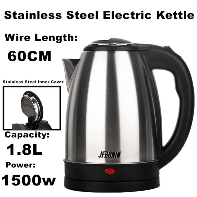 Stainless Steel Electric Kettle 1.8L 220V Silver Black