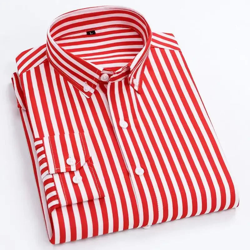 Men's Striped Long Sleeve Print Dress Shirts